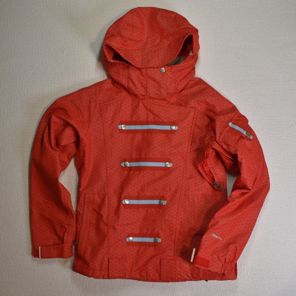 686 Smarty Womens XS Red Snowboard Jacket Shell Reflective Trim Y2K